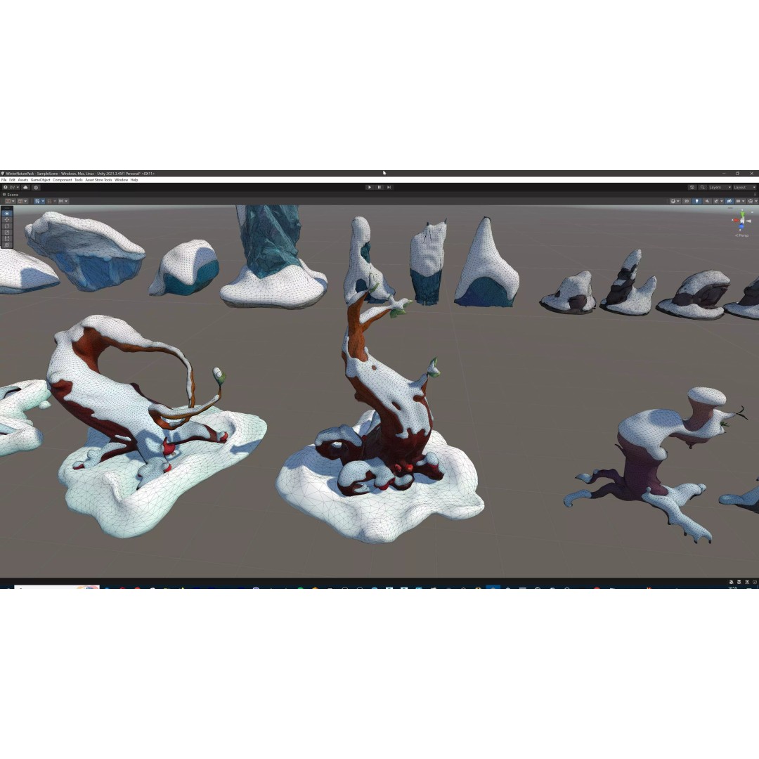 Stylized Winter Tree and Bush 3D Model – Low Poly Game Asset, FBX - View 119
