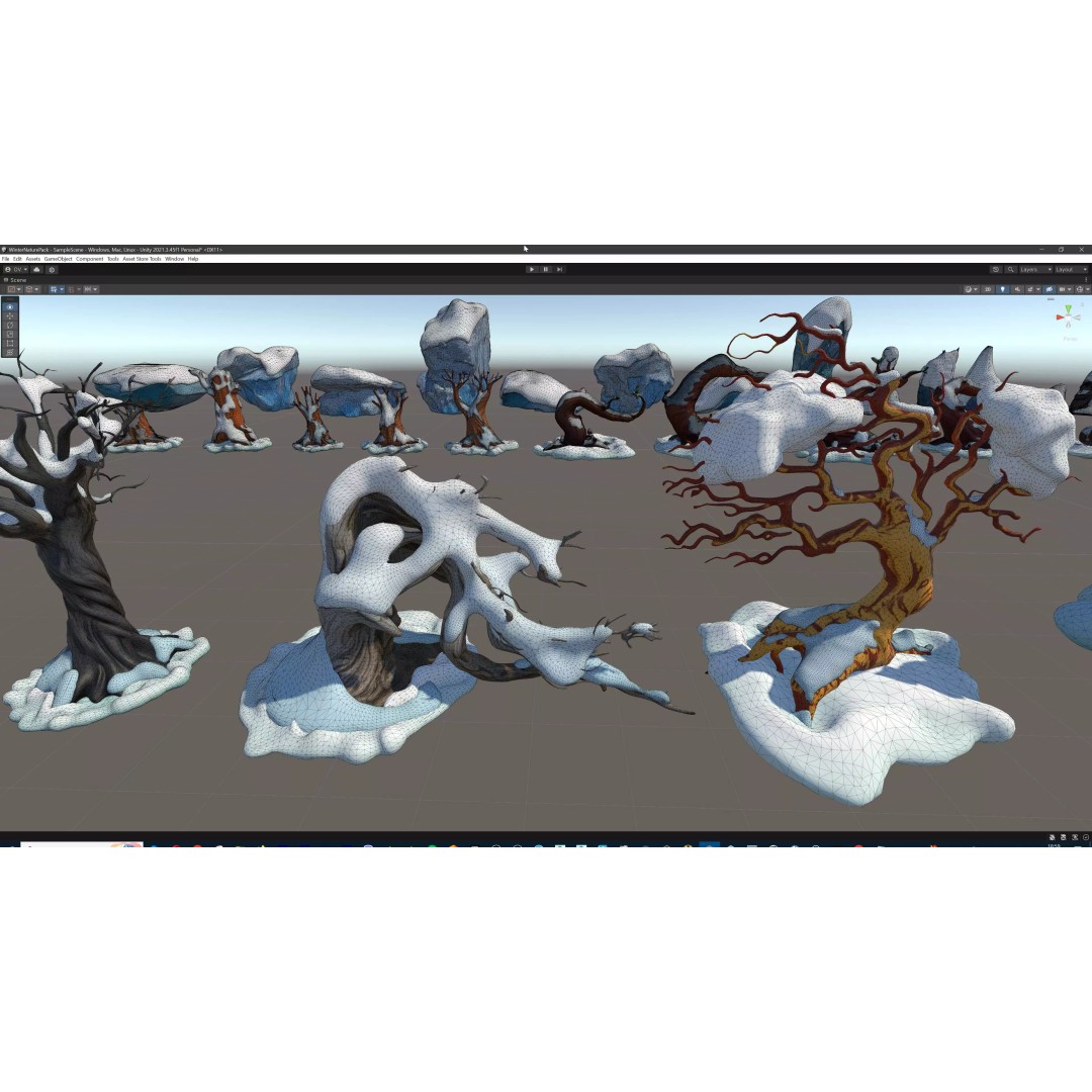 Stylized Winter Tree and Bush 3D Model – Low Poly Game Asset, FBX - View 124