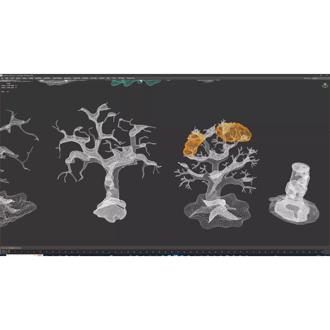 Stylized Winter Tree and Bush 3D Model – Low Poly Game Asset, FBX - View 125