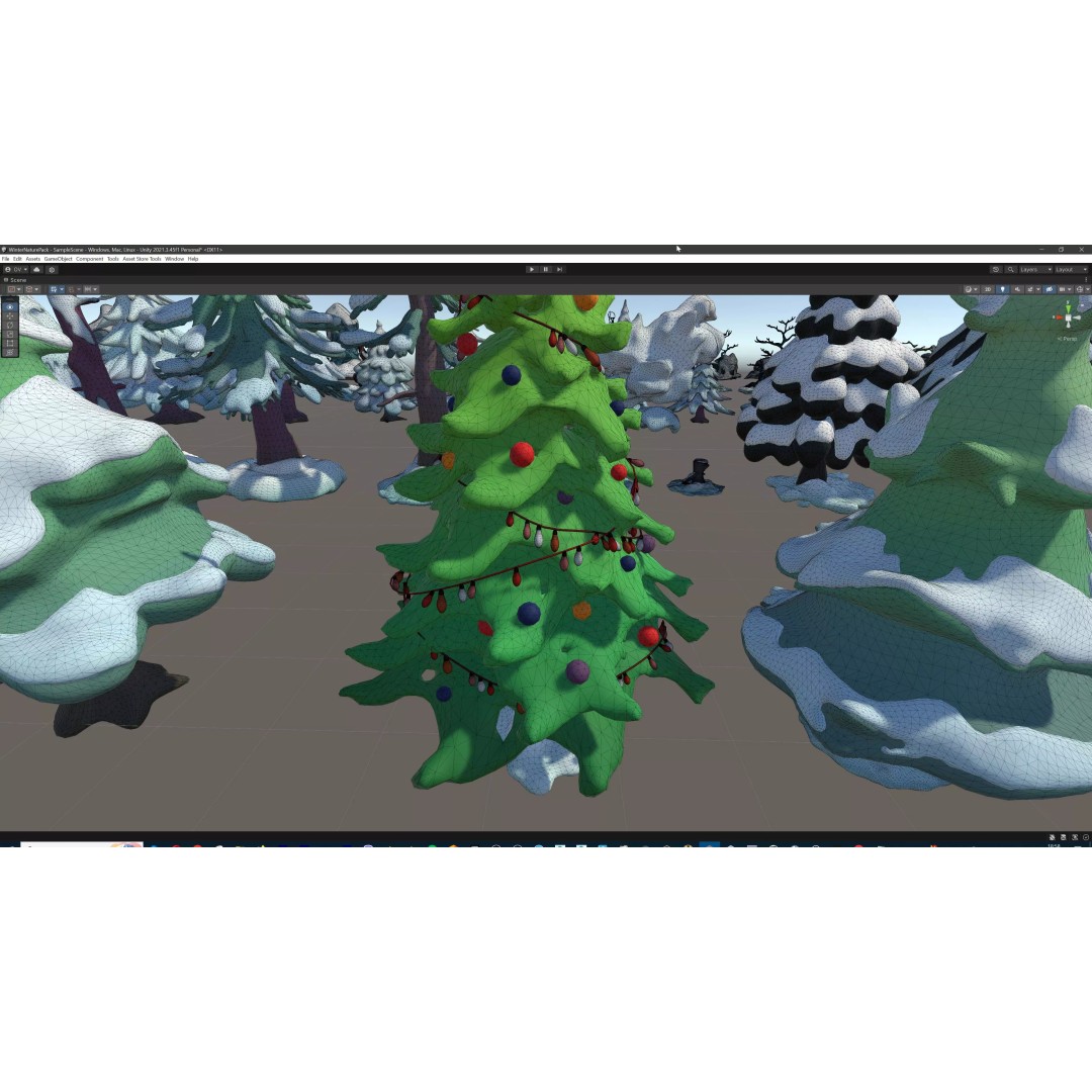 Stylized Winter Tree and Bush 3D Model – Low Poly Game Asset, FBX - View 126
