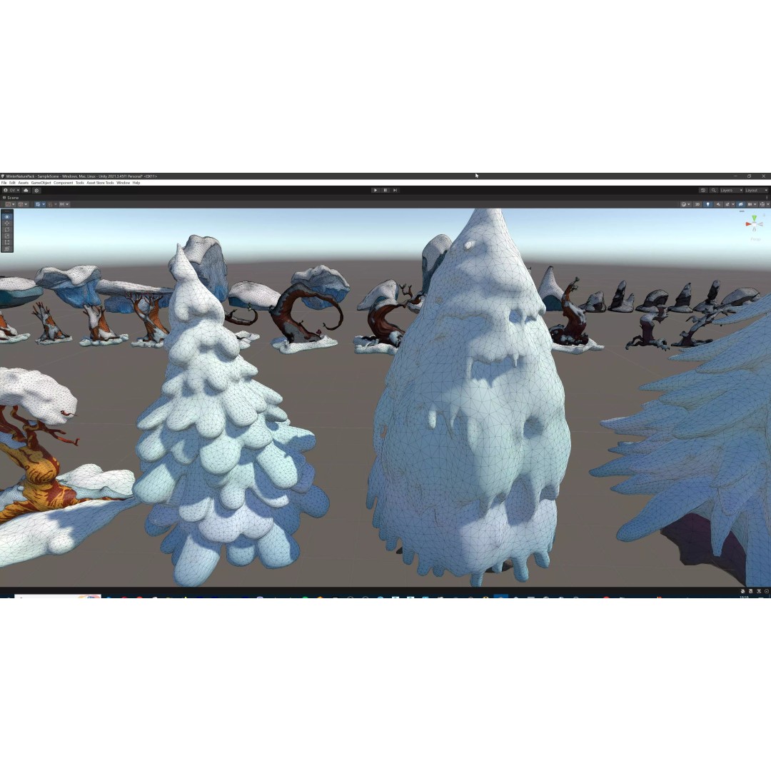 Stylized Winter Tree and Bush 3D Model – Low Poly Game Asset, FBX - View 127