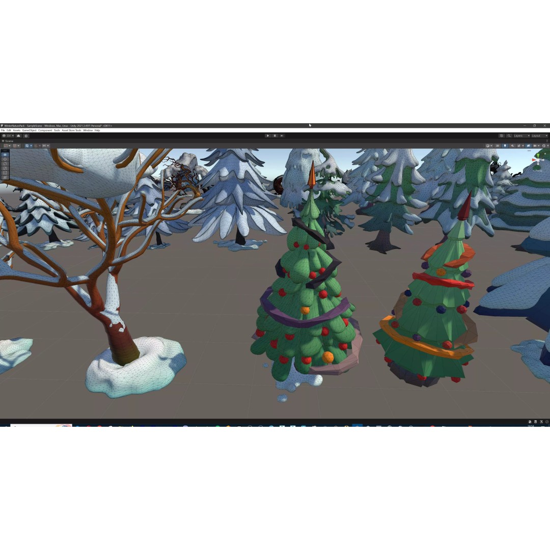 Stylized Winter Tree and Bush 3D Model – Low Poly Game Asset, FBX - View 130