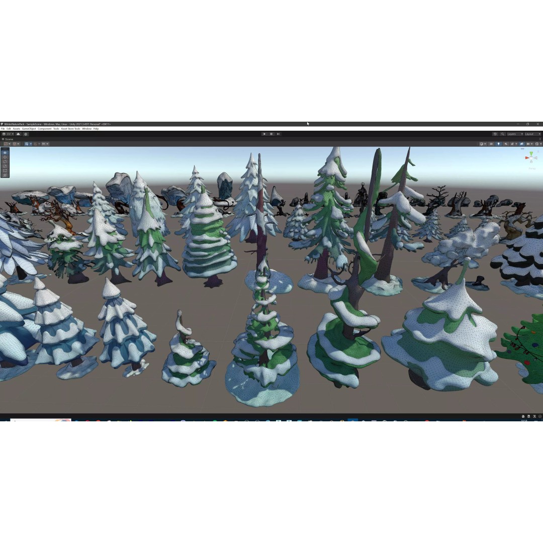Stylized Winter Tree and Bush 3D Model – Low Poly Game Asset, FBX - View 132