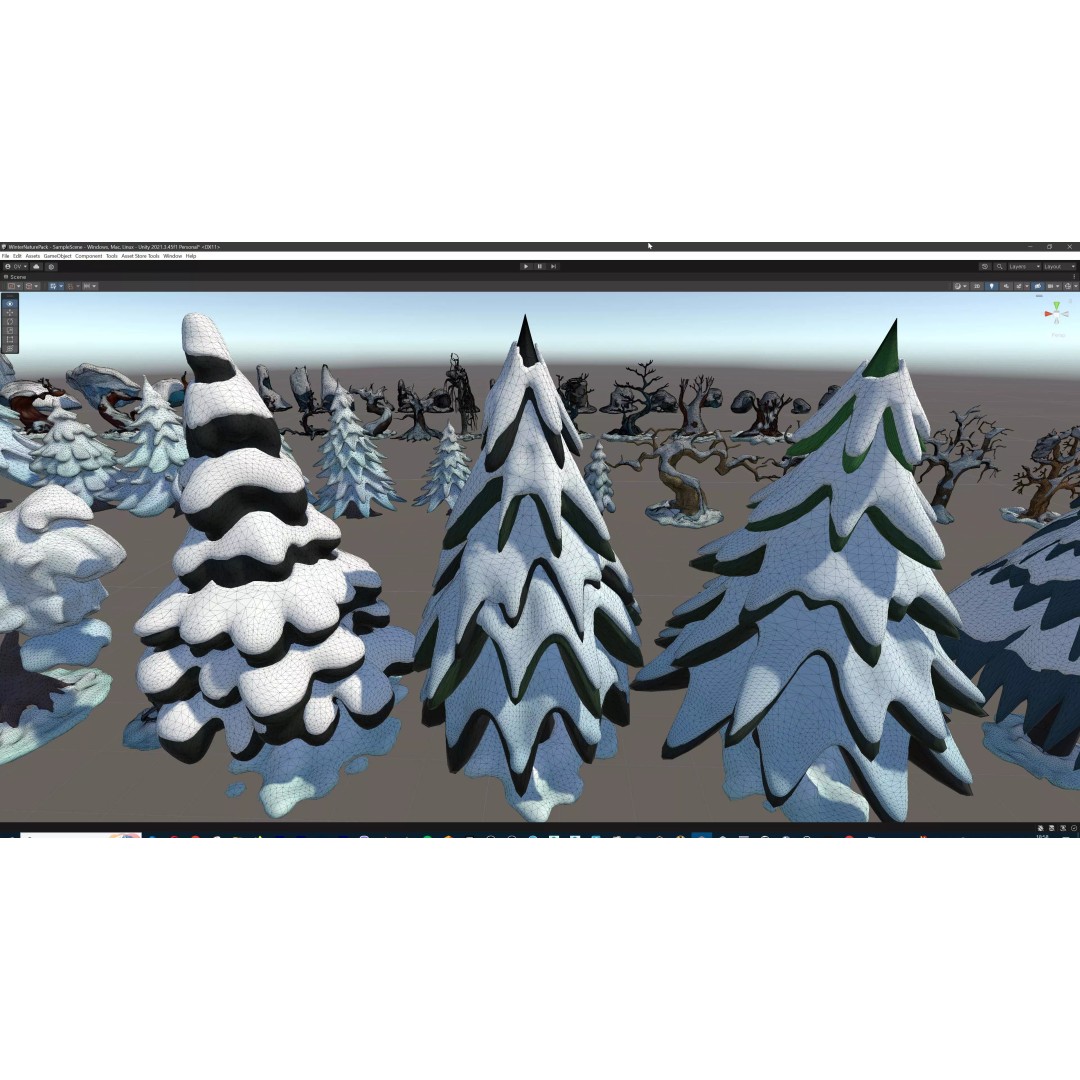 Stylized Winter Tree and Bush 3D Model – Low Poly Game Asset, FBX - View 133