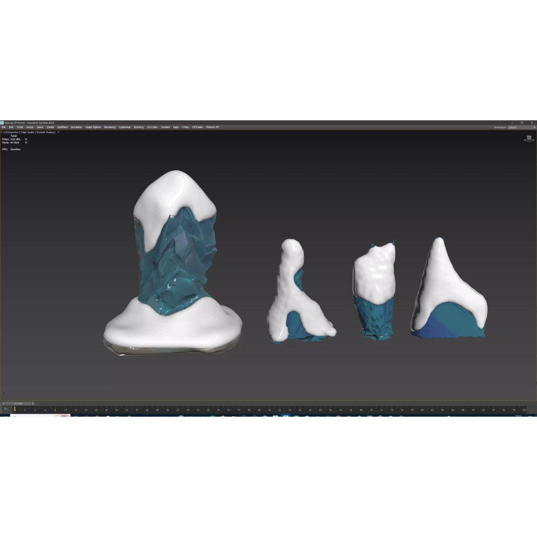 Stylized Winter Tree and Bush 3D Model – Low Poly Game Asset, FBX - View 50
