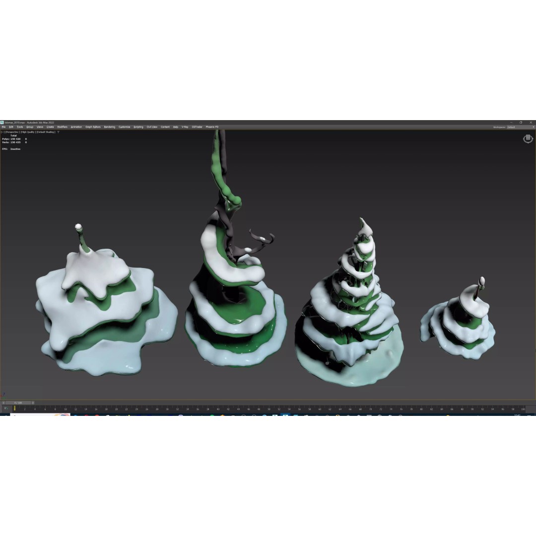 Stylized Winter Tree and Bush 3D Model – Low Poly Game Asset, FBX - View 69