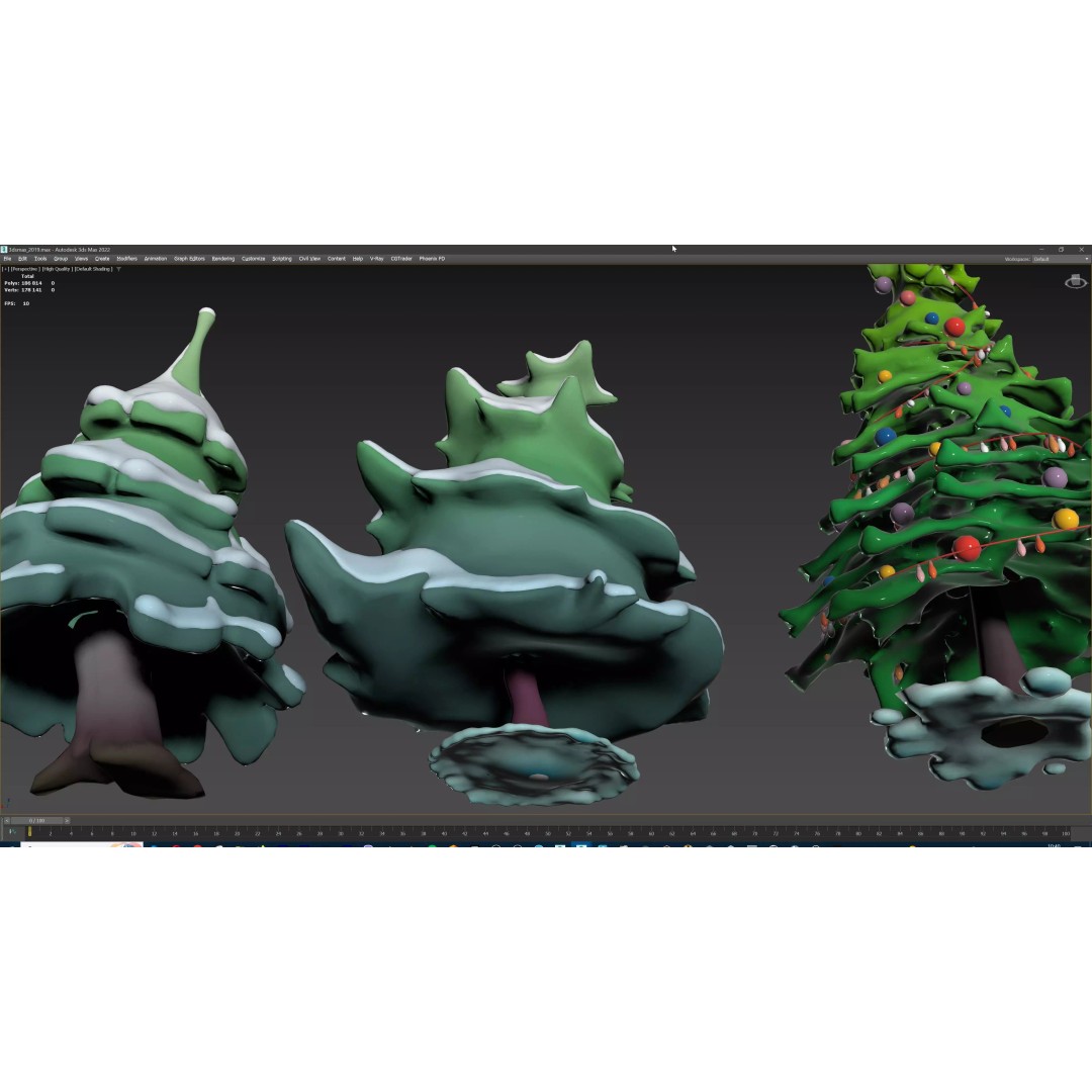 Stylized Winter Tree and Bush 3D Model – Low Poly Game Asset, FBX - View 71