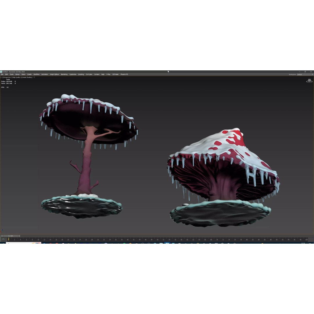 Stylized Winter Tree and Bush 3D Model – Low Poly Game Asset, FBX - View 72