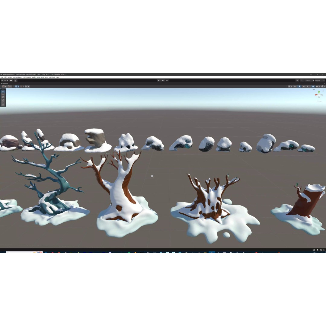 Stylized Winter Tree and Bush 3D Model – Low Poly Game Asset, FBX - View 74