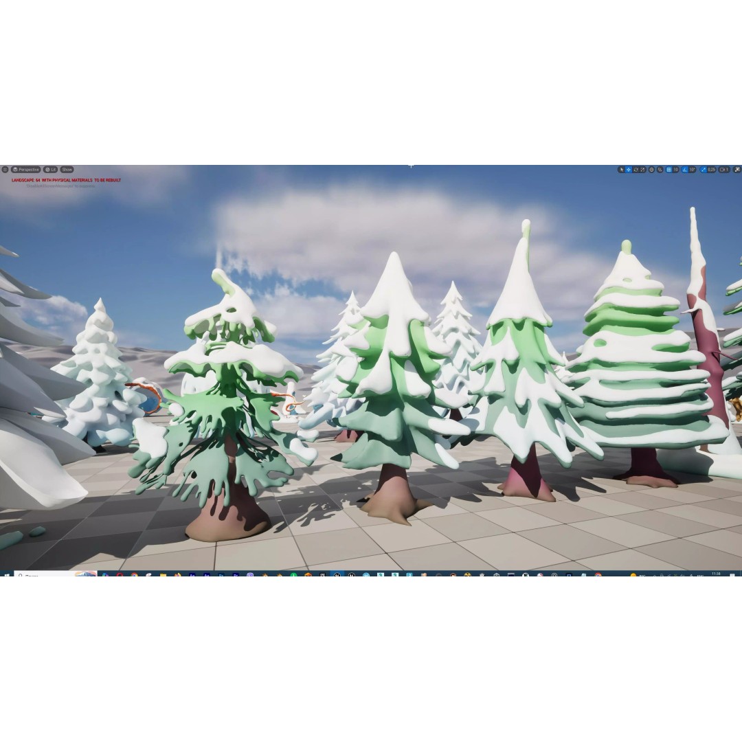 Stylized Winter Tree and Bush 3D Model – Low Poly Game Asset, FBX - View 80