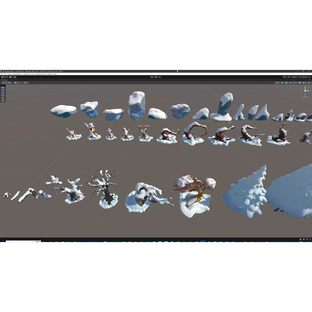 Stylized Winter Tree and Bush 3D Model – Low Poly Game Asset, FBX - View 83