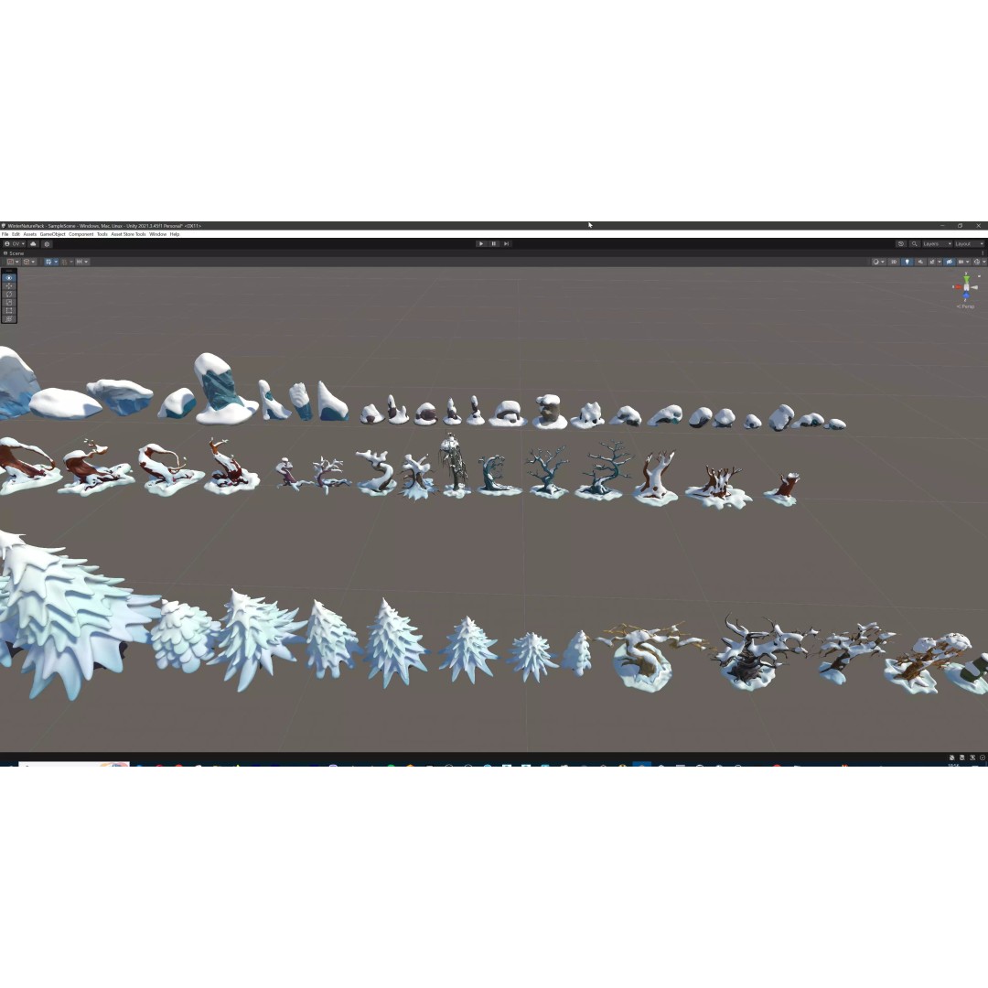 Stylized Winter Tree and Bush 3D Model – Low Poly Game Asset, FBX - View 85
