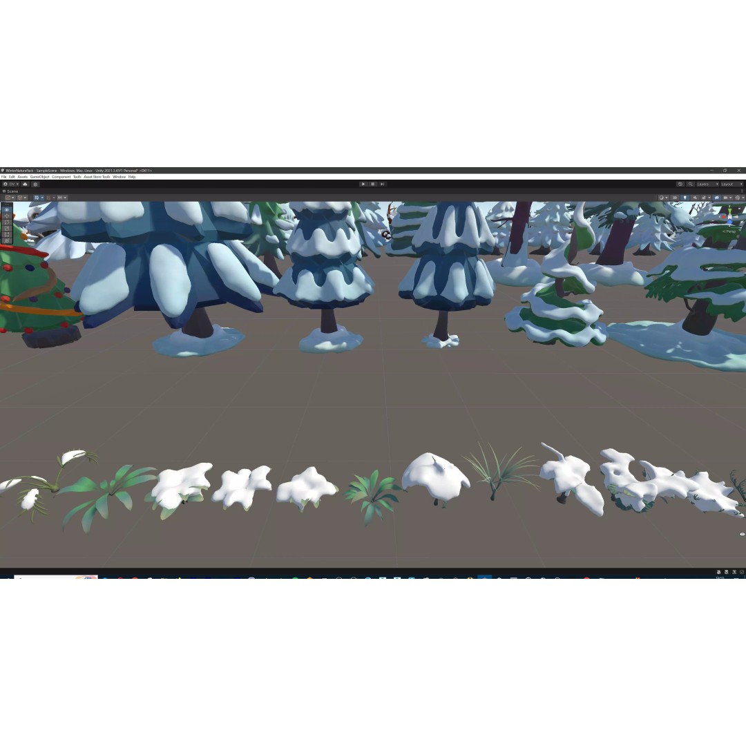 Stylized Winter Tree and Bush 3D Model – Low Poly Game Asset, FBX - View 86