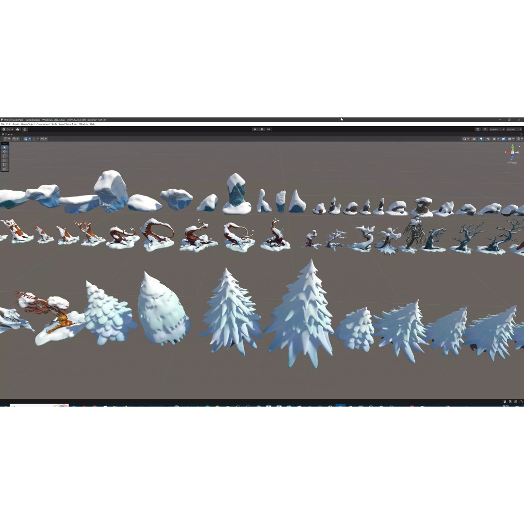 Stylized Winter Tree and Bush 3D Model – Low Poly Game Asset, FBX - View 92