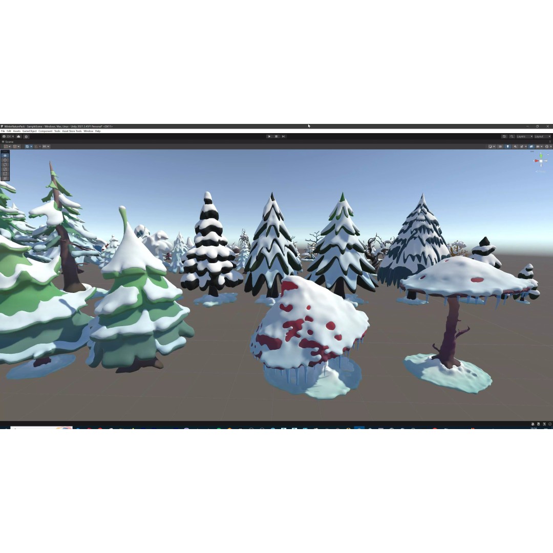 Stylized Winter Tree and Bush 3D Model – Low Poly Game Asset, FBX - View 93