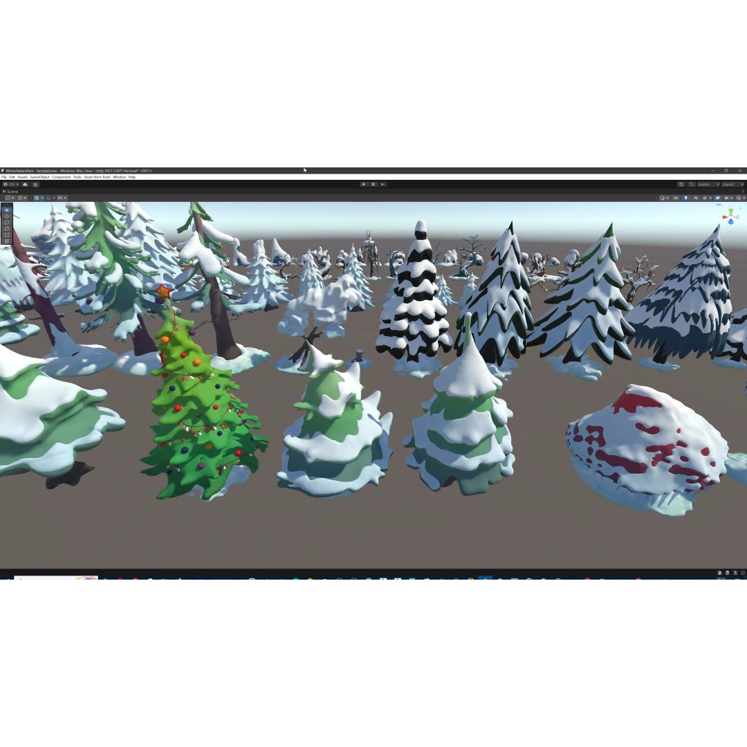 Stylized Winter Tree and Bush 3D Model – Low Poly Game Asset, FBX - View 95
