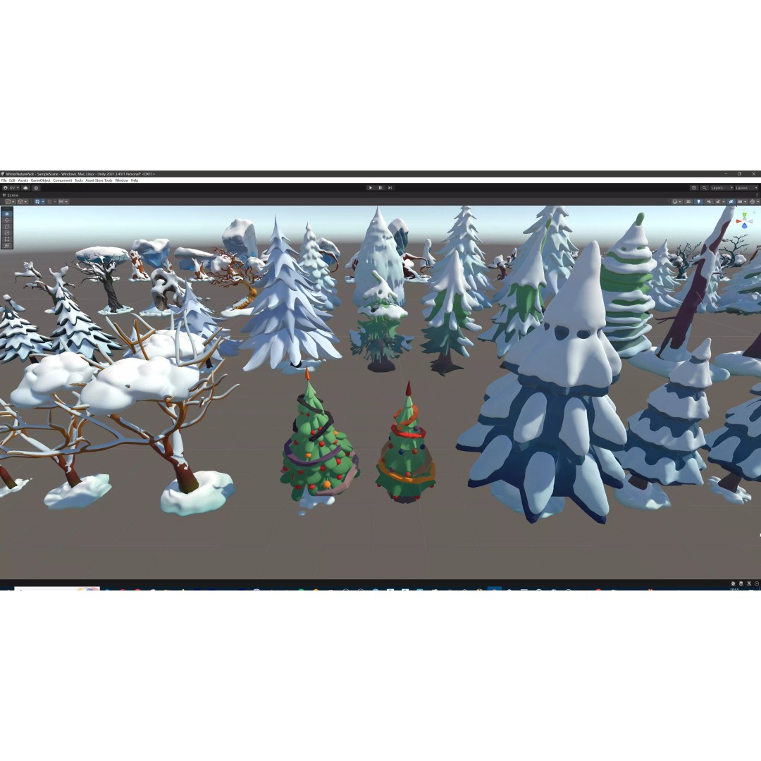 Stylized Winter Tree and Bush 3D Model – Low Poly Game Asset, FBX - View 98