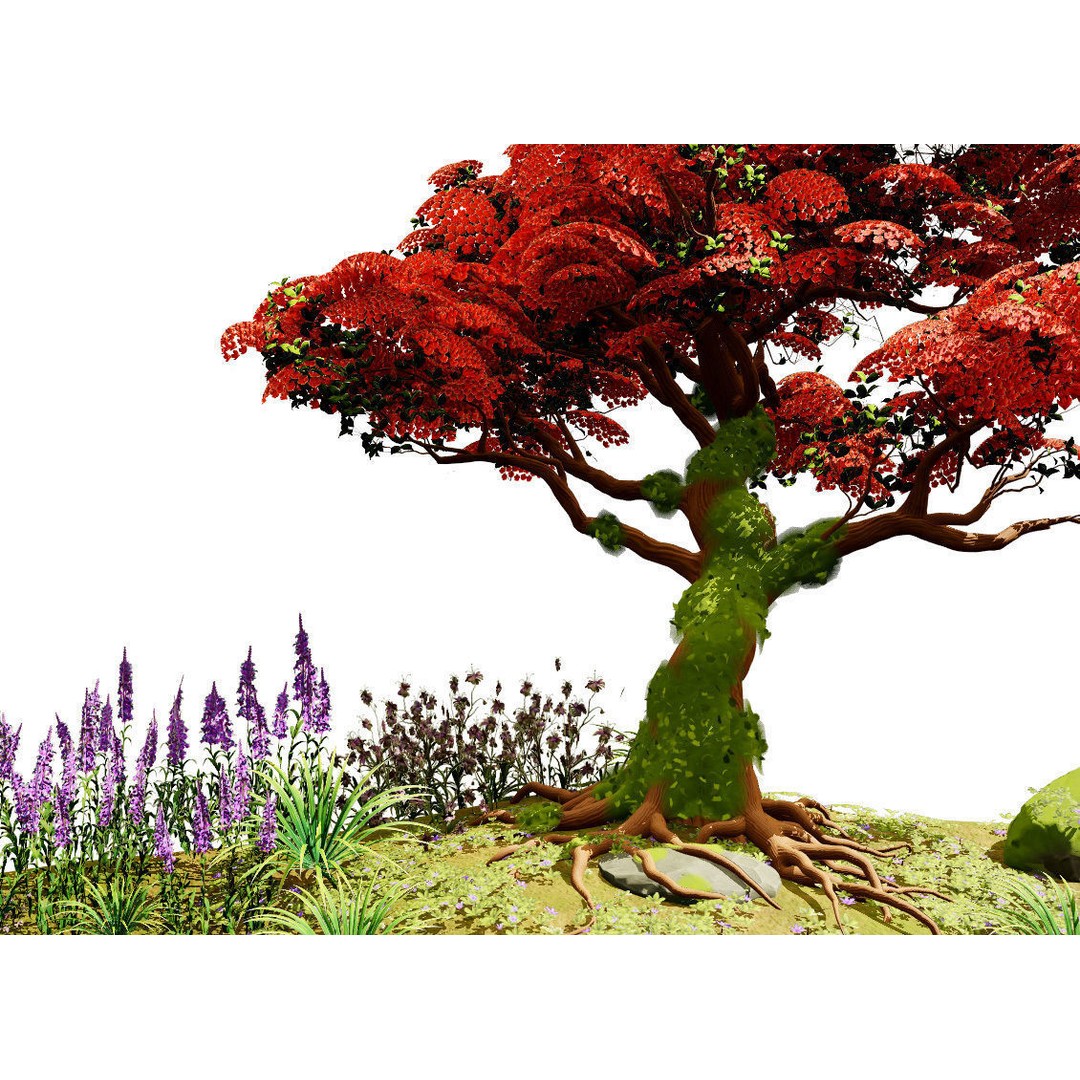 Royal Poinciana Tree 3D Model – High Poly Animated Asset, FBX - View 7