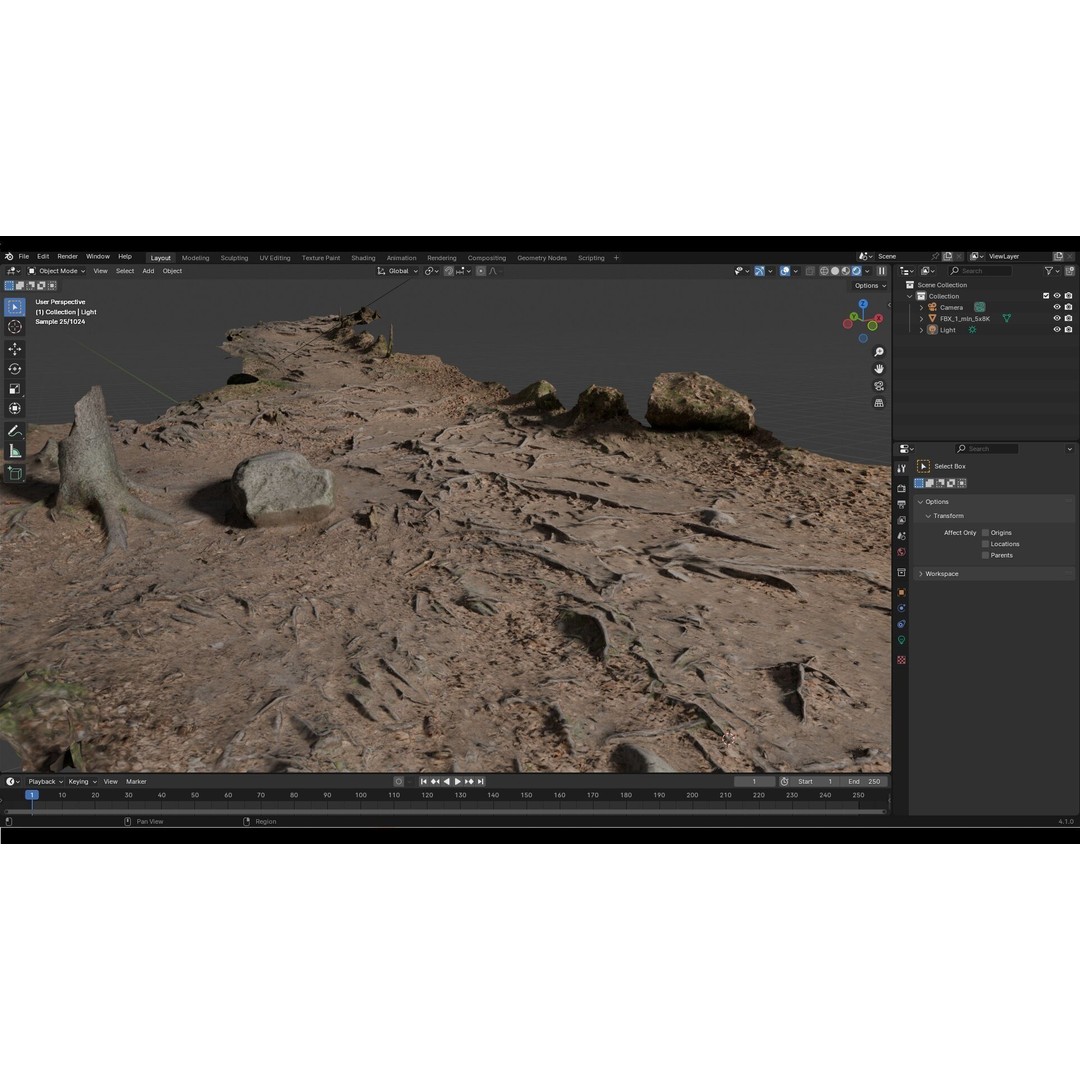 Forest Path with Roots 3D Model – High Poly Scanned Terrain, FBX, OBJ - View 7
