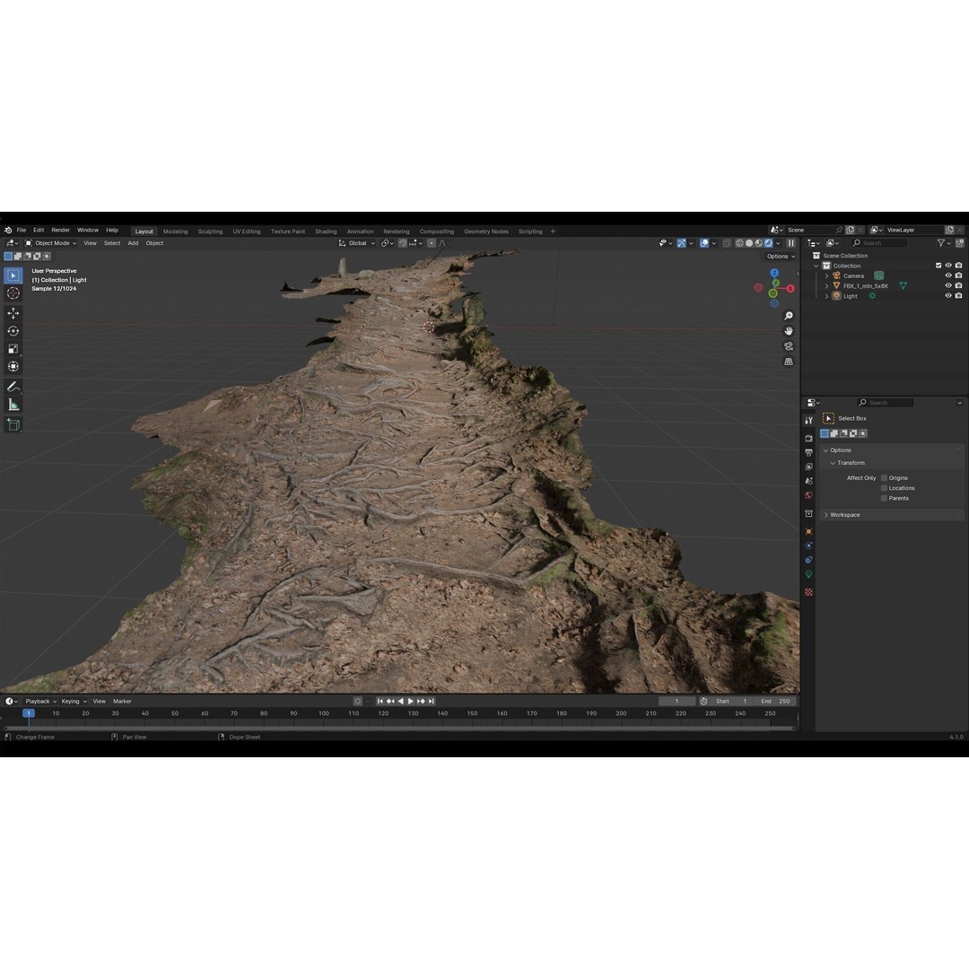 Forest Path with Roots 3D Model – High Poly Scanned Terrain, FBX, OBJ - View 8