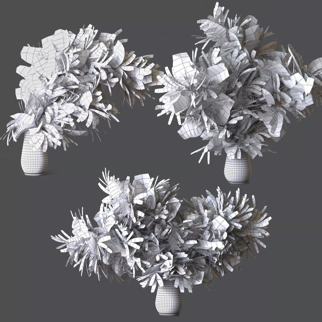 Mimosa Bouquets 3D Model – High Poly PBR Floral Assets, FBX - View 6