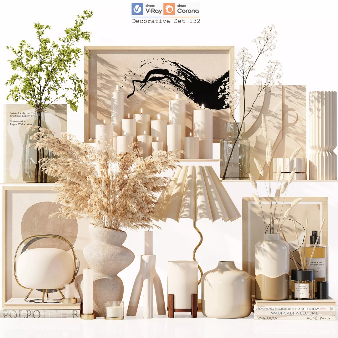 Decorative Set 132 3D Model – High Poly Architectural Decor, FBX, OBJ - View 2