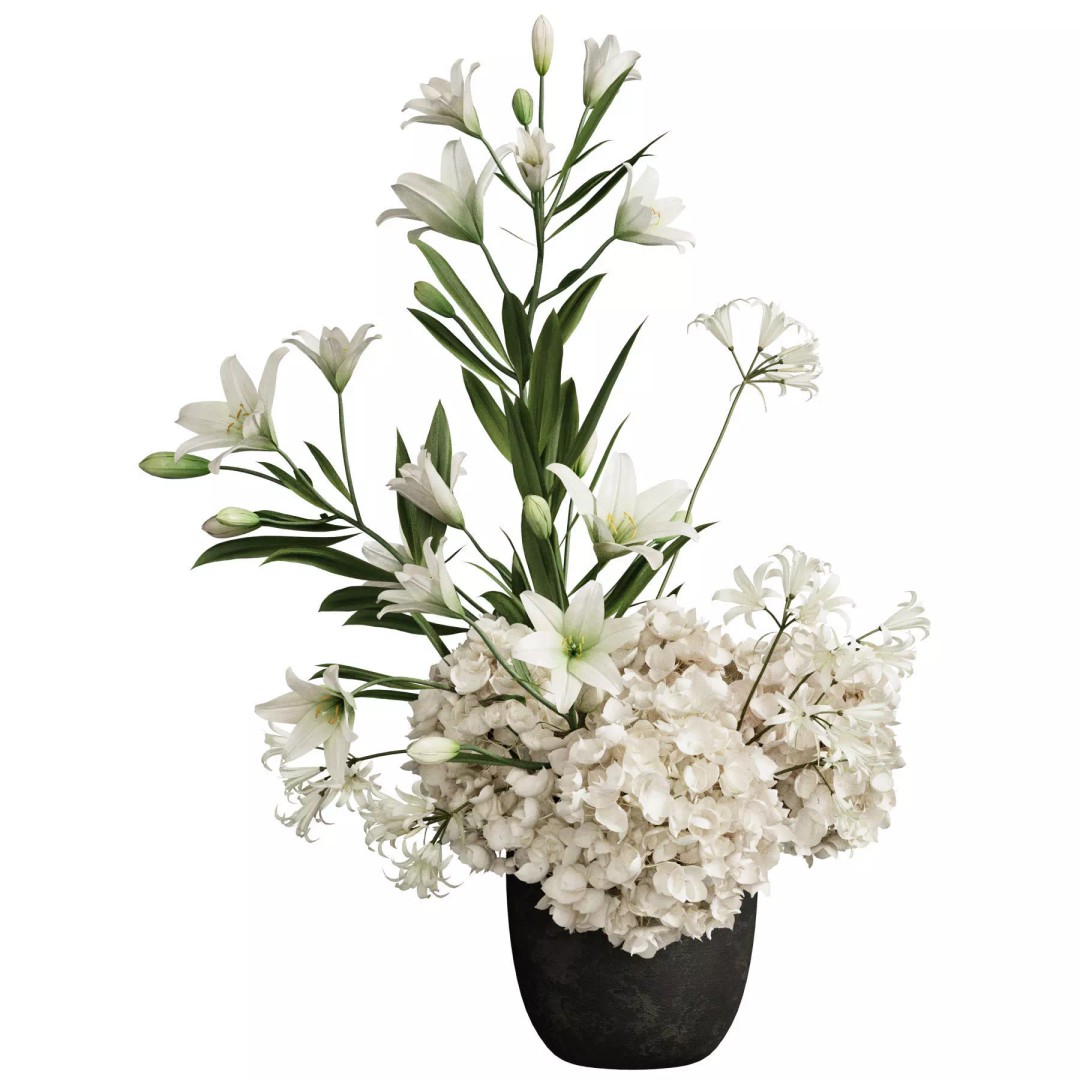 Flower In Vase 3D Model – High Poly PBR Asset, FBX, OBJ - View 2
