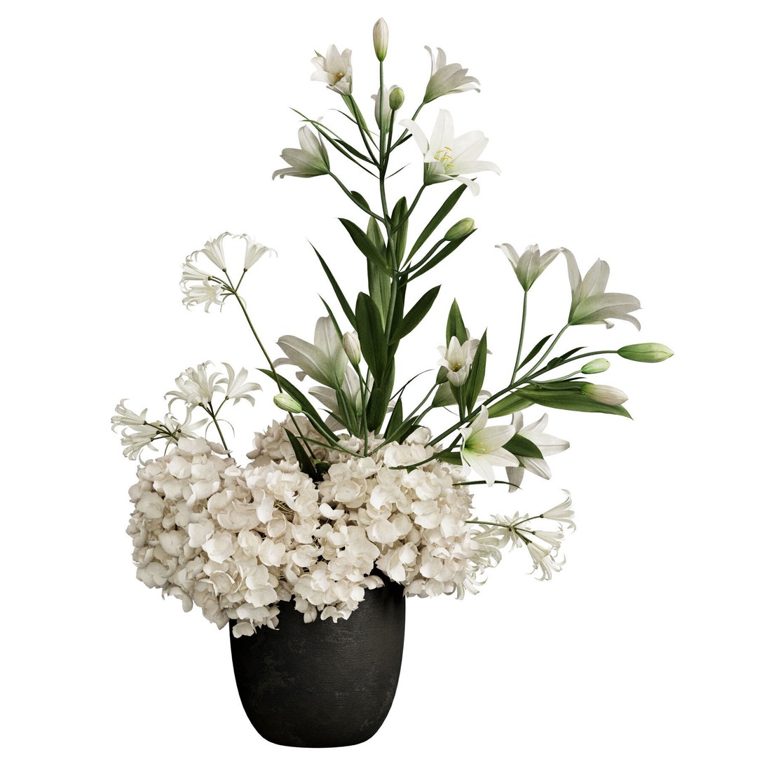 Flower In Vase 3D Model – High Poly PBR Asset, FBX, OBJ - View 3