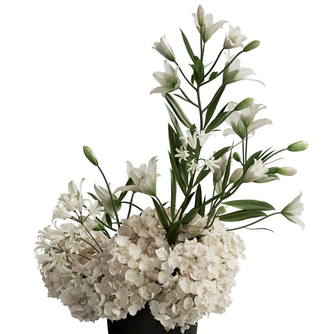 Flower In Vase 3D Model – High Poly PBR Asset, FBX, OBJ - View 4