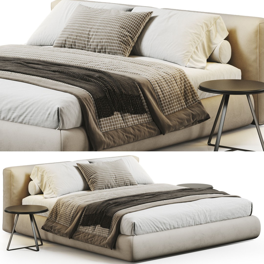 Bed Collection 3D Model – Modern Bedroom Furniture Set, FBX & OBJ - View 3