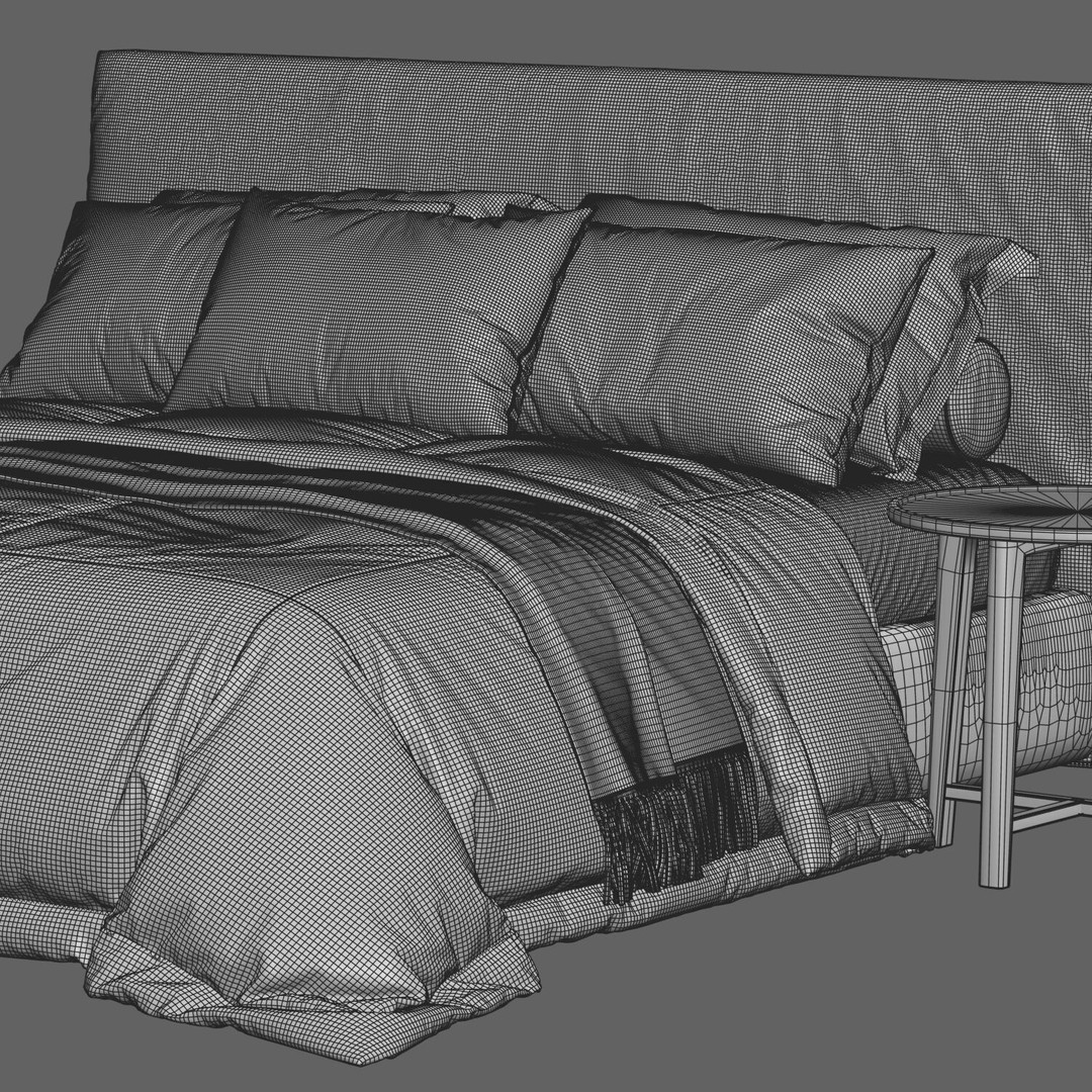 Bed Collection 3D Model – Modern Bedroom Furniture Set, FBX & OBJ - View 36