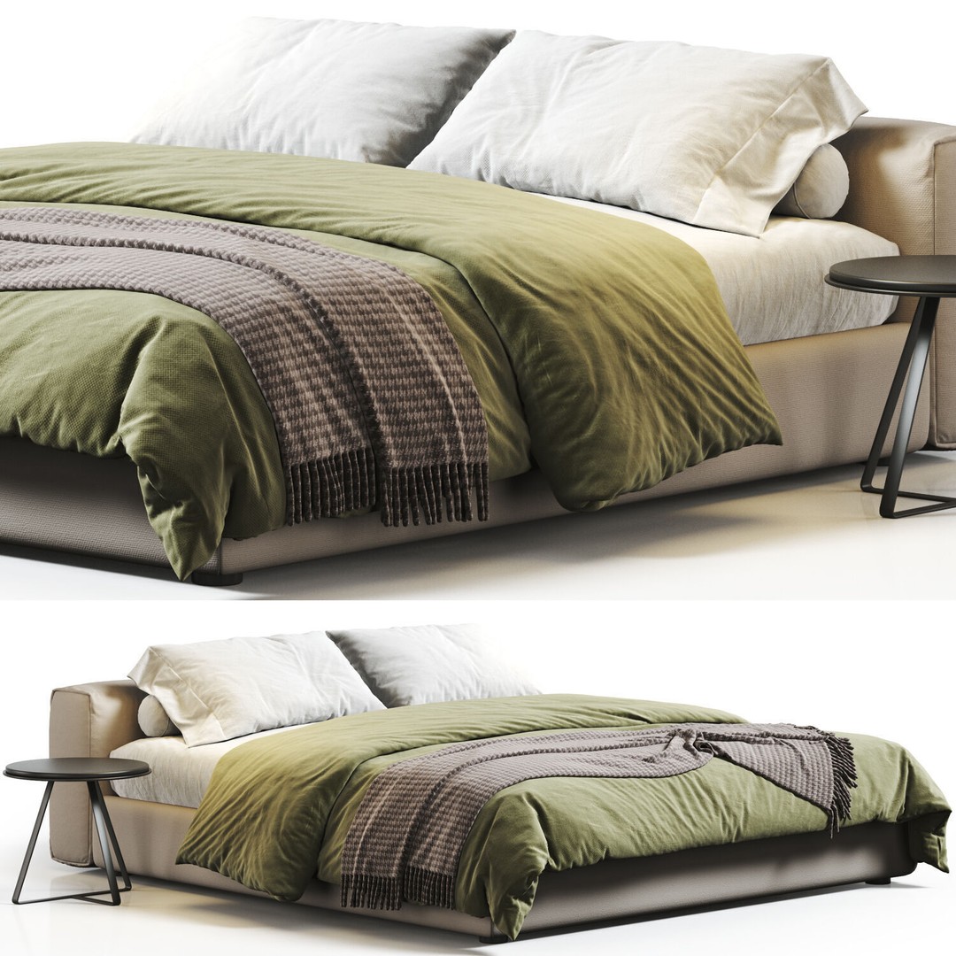 Bed Collection 3D Model – Modern Bedroom Furniture Set, FBX & OBJ - View 8