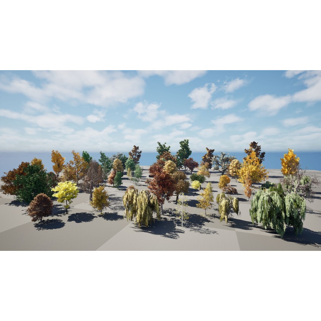 Fall Trees 3D Model – Low Poly Collection for Games & Archviz - View 3