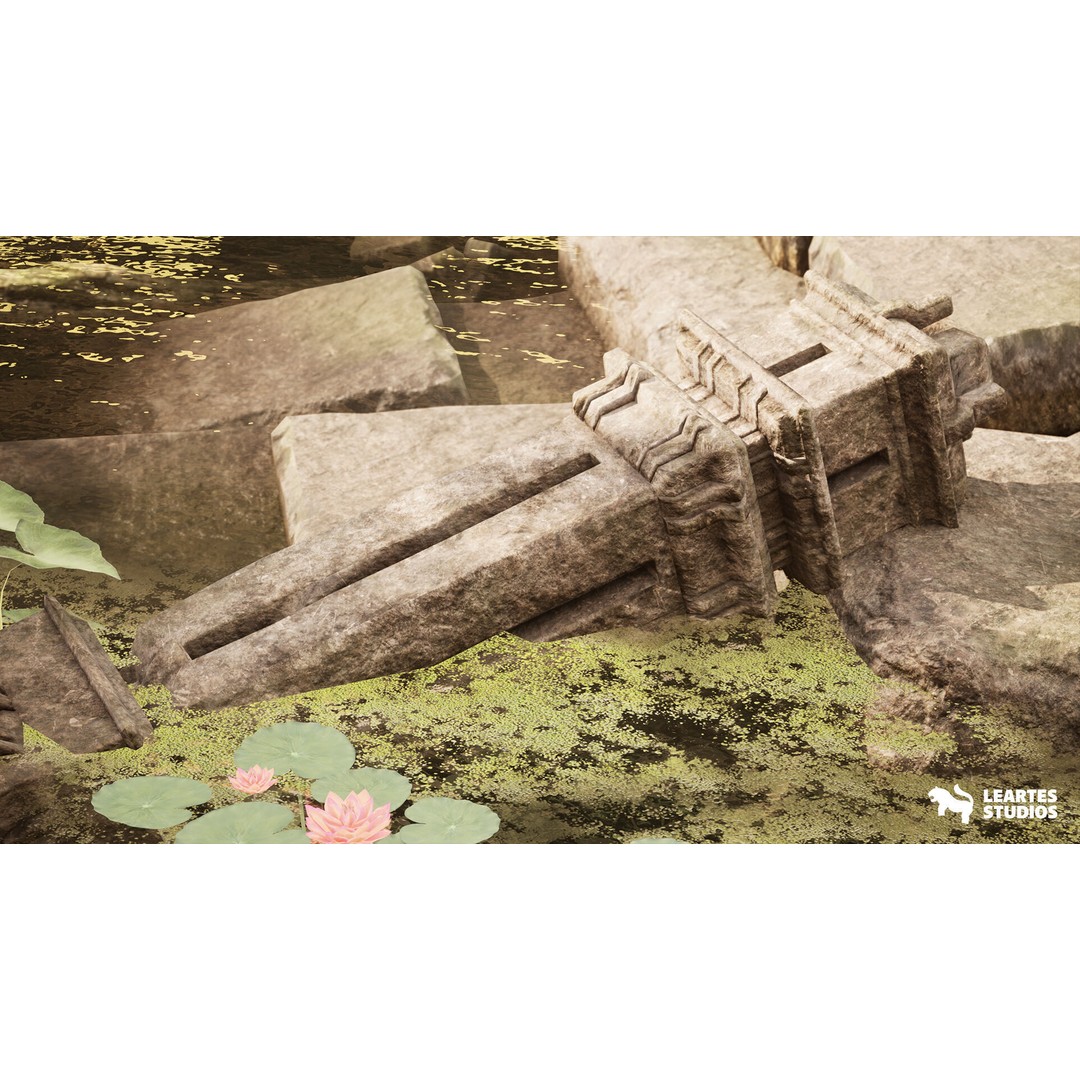 Jungle Ruins 3D Model – Low Poly Ancient Environment, Game Ready - View 15