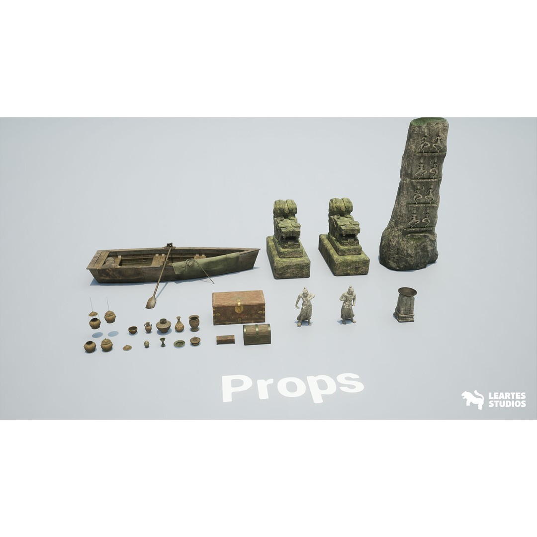 Jungle Ruins 3D Model – Low Poly Ancient Environment, Game Ready - View 20