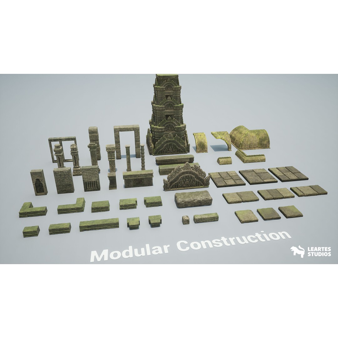 Jungle Ruins 3D Model – Low Poly Ancient Environment, Game Ready - View 21