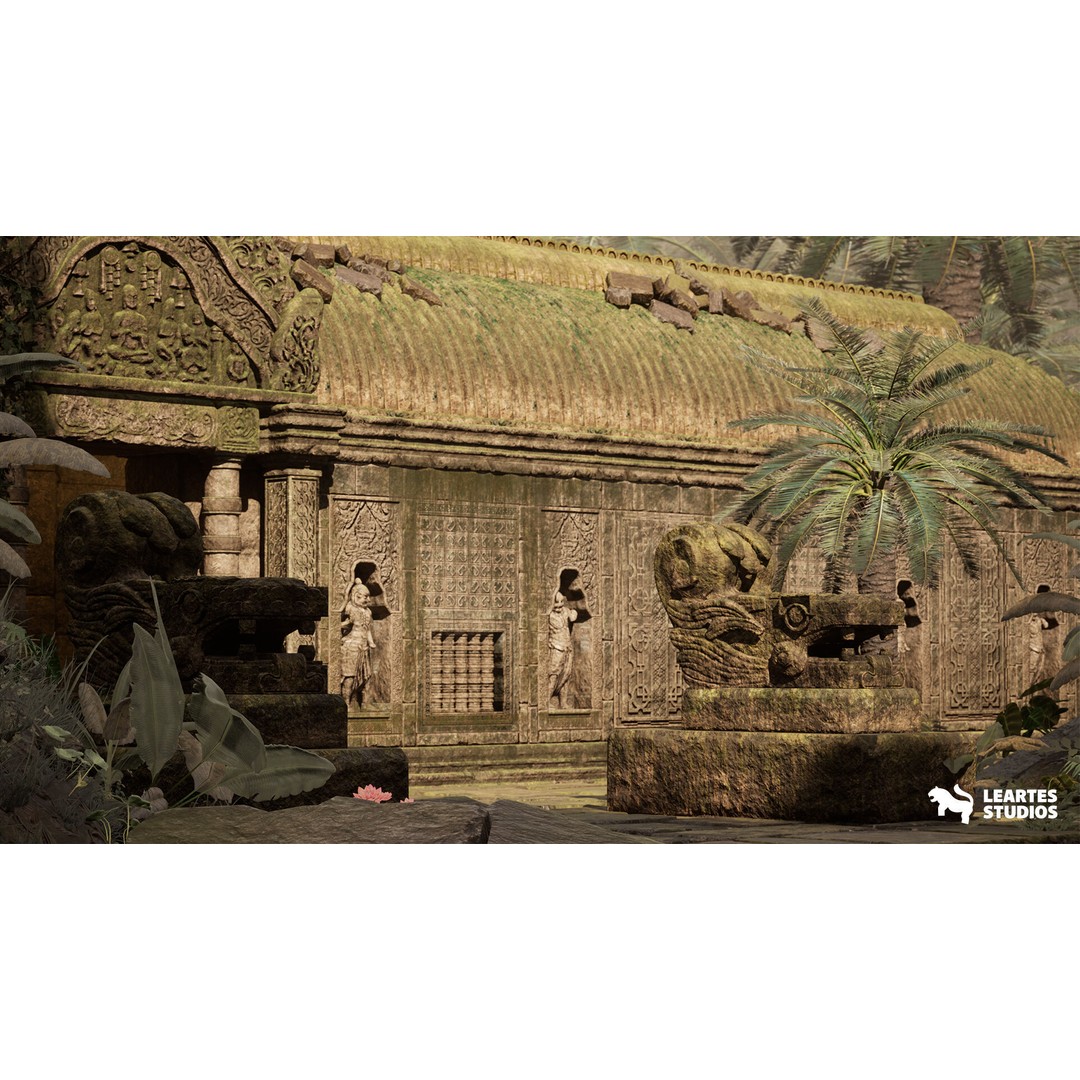Jungle Ruins 3D Model – Low Poly Ancient Environment, Game Ready - View 3