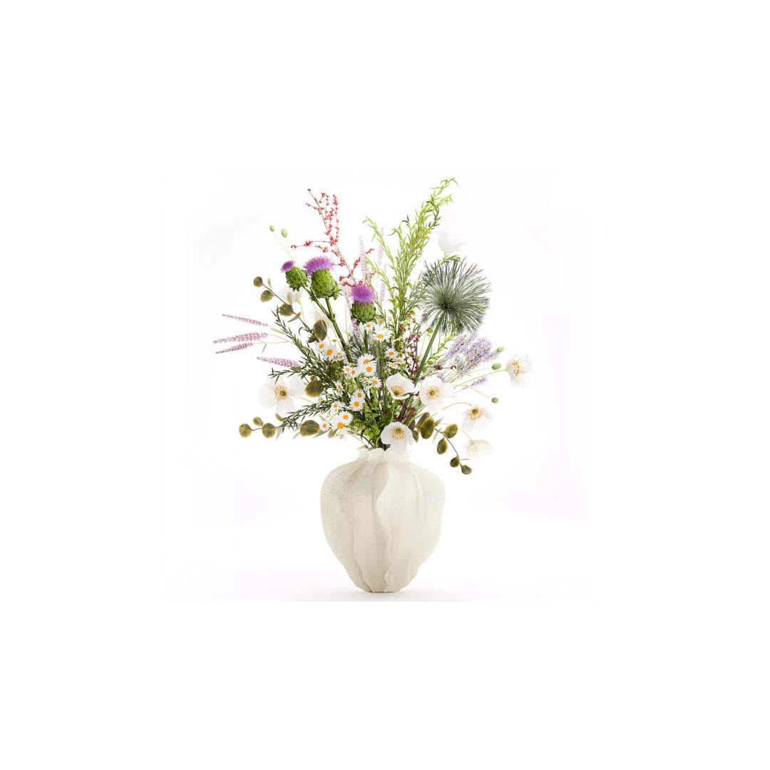 Wildflower Bouquet 3D Model – Modern Ceramic Vase, Game Ready - View 2