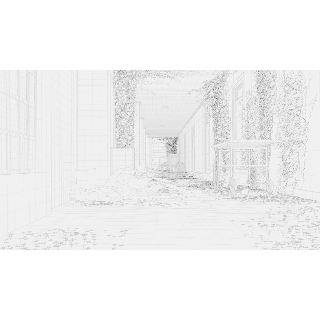 Old Hospital Corridor 3D Model – High Poly Medical Scene, Blender, FBX, OBJ - View 13