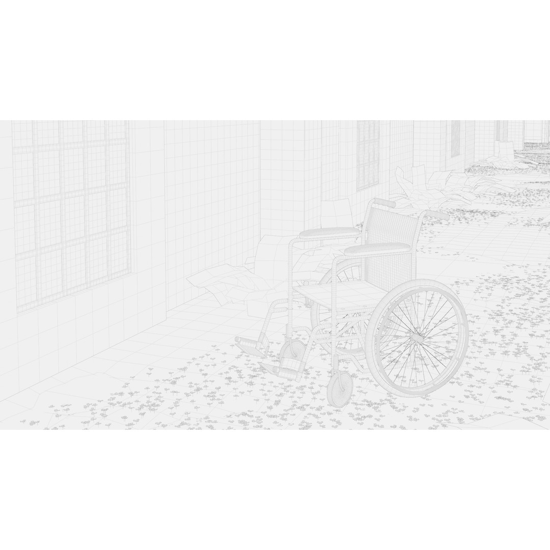 Old Hospital Corridor 3D Model – High Poly Medical Scene, Blender, FBX, OBJ - View 14