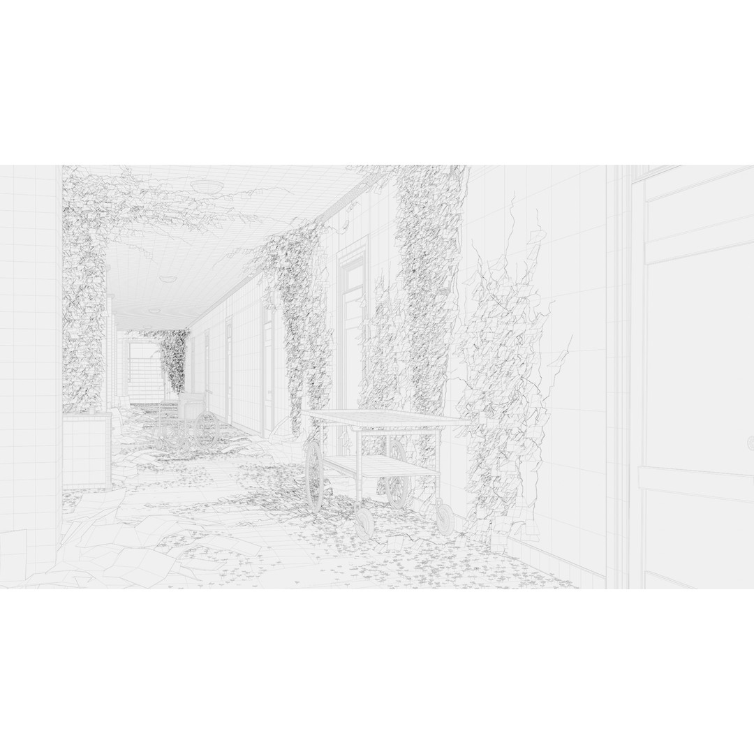 Old Hospital Corridor 3D Model – High Poly Medical Scene, Blender, FBX, OBJ - View 15