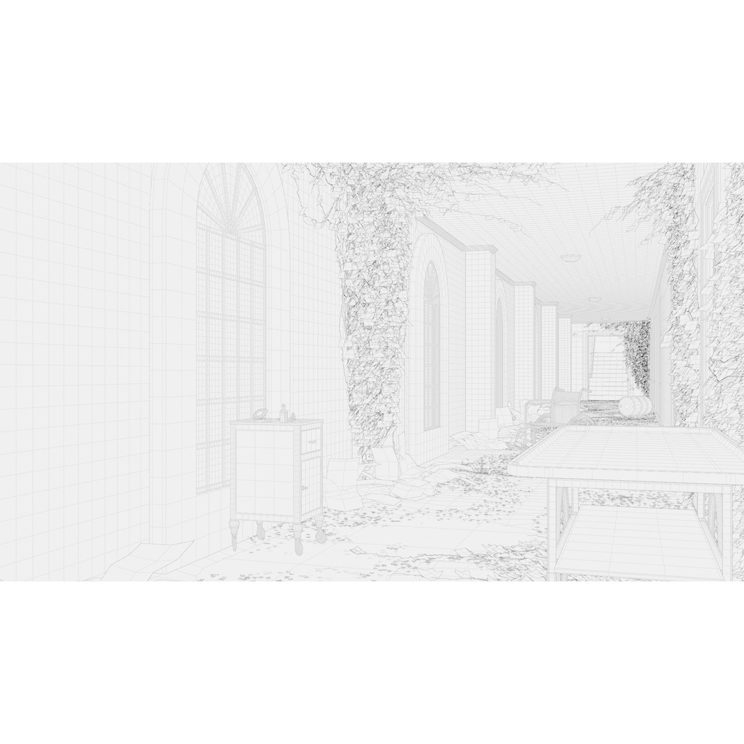 Old Hospital Corridor 3D Model – High Poly Medical Scene, Blender, FBX, OBJ - View 17
