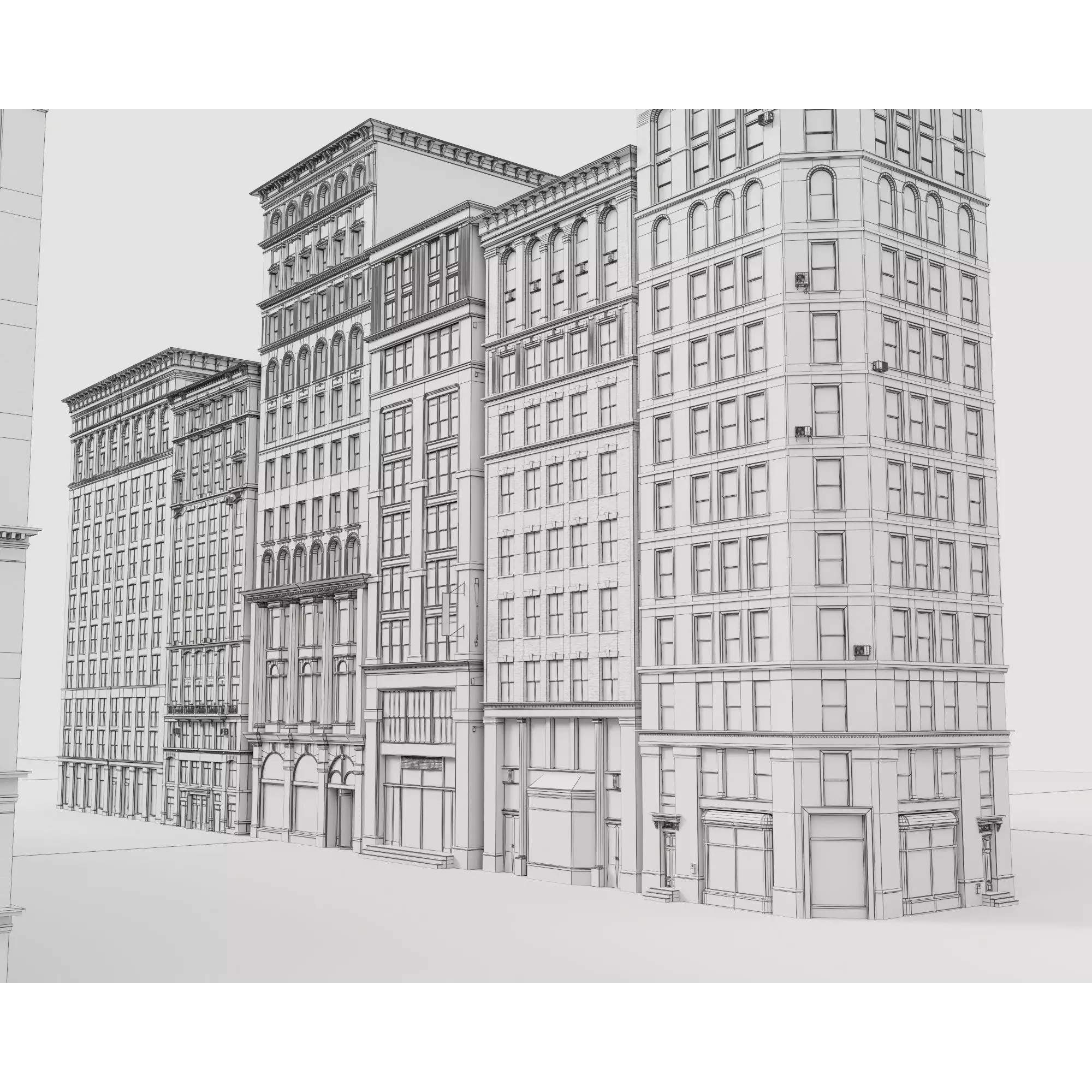 City Apartment Building Package - Low-Poly Game-Ready 3D Model - View 14