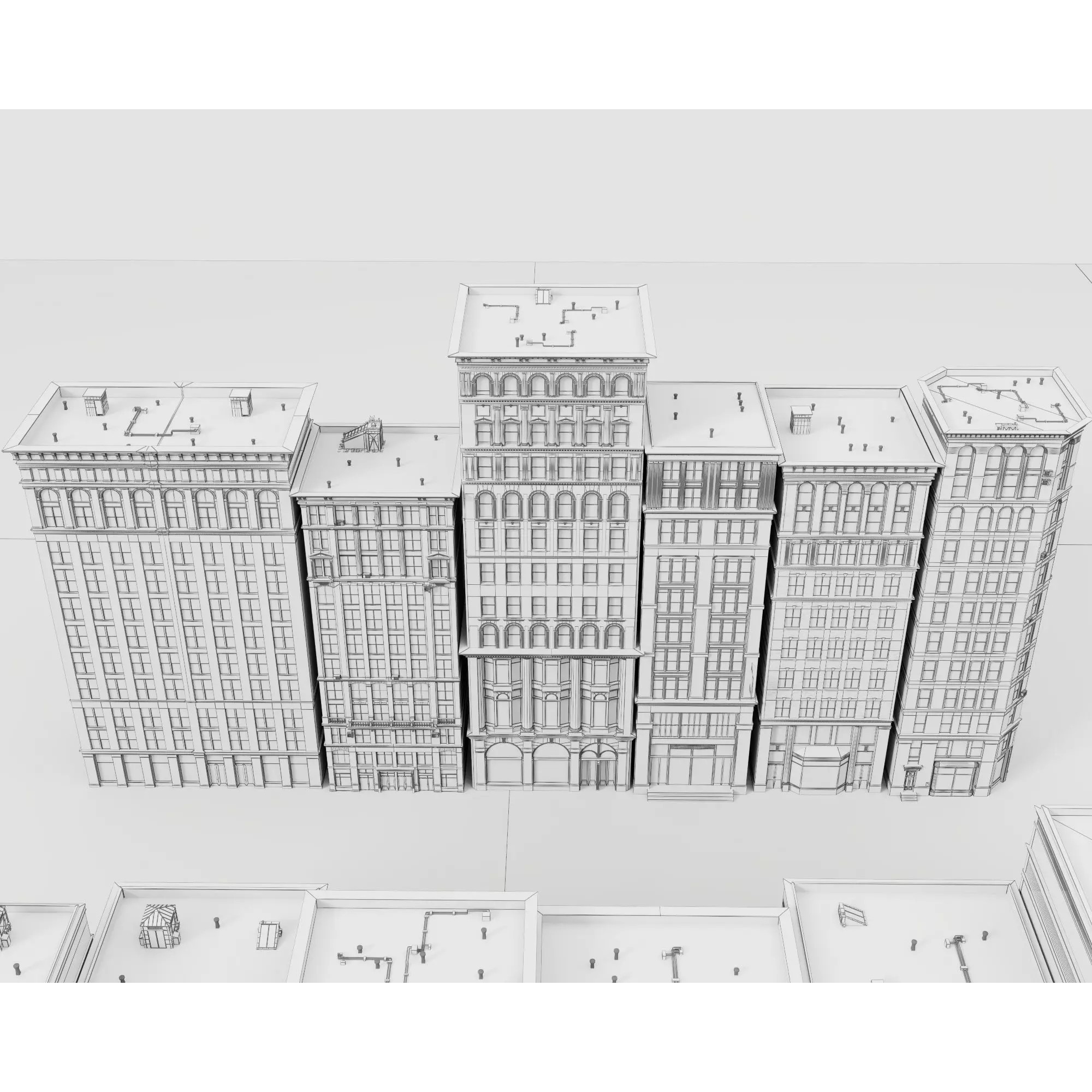 City Apartment Building Package - Low-Poly Game-Ready 3D Model - View 15