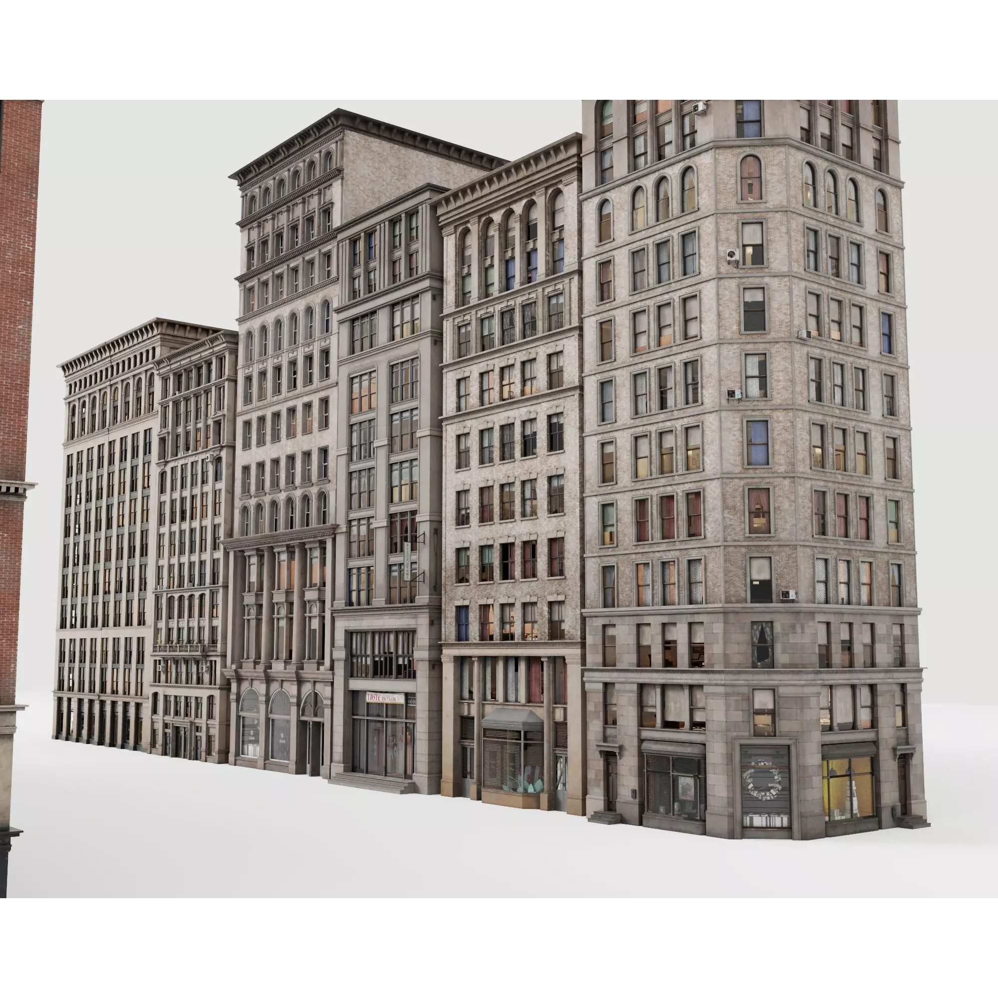 City Apartment Building Package - Low-Poly Game-Ready 3D Model - View 7