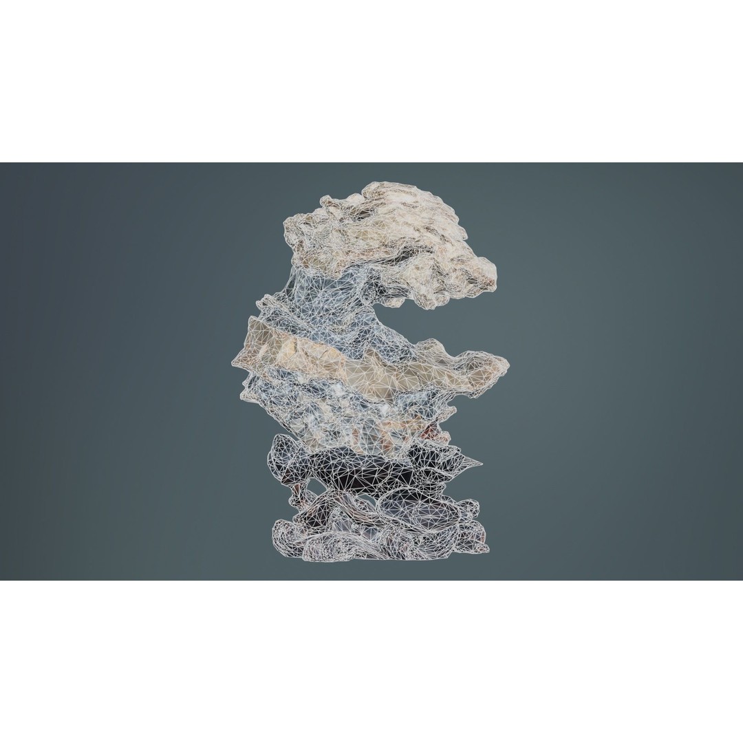 Suiseki Rock 09 3D Model – Low Poly Statue with PBR Textures, FBX - View 11