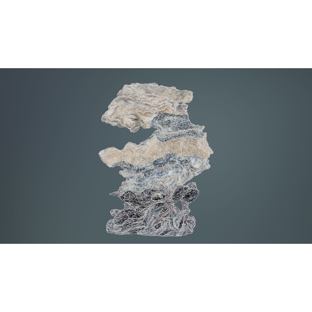 Suiseki Rock 09 3D Model – Low Poly Statue with PBR Textures, FBX - View 12
