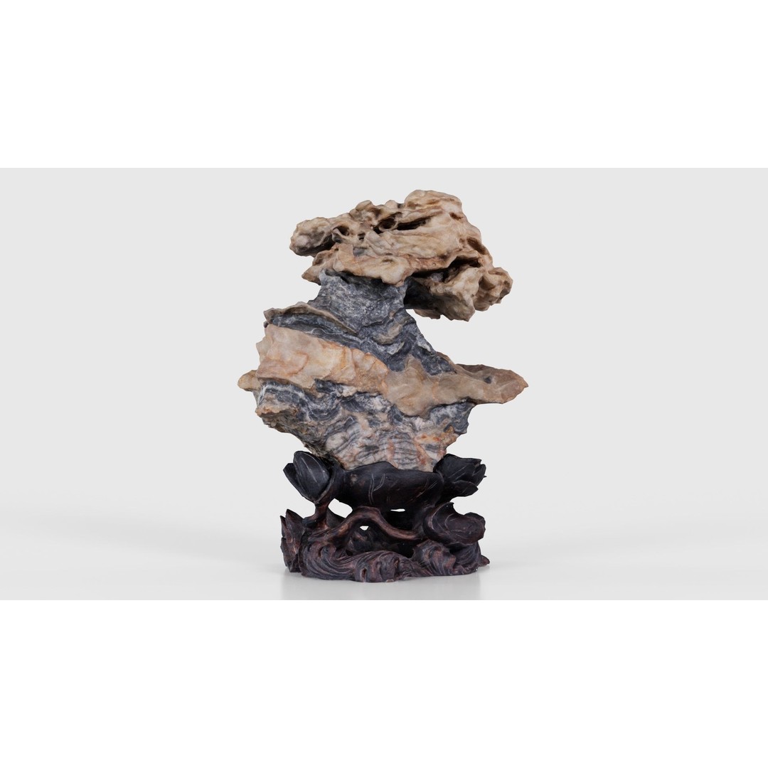 Suiseki Rock 09 3D Model – Low Poly Statue with PBR Textures, FBX - View 18
