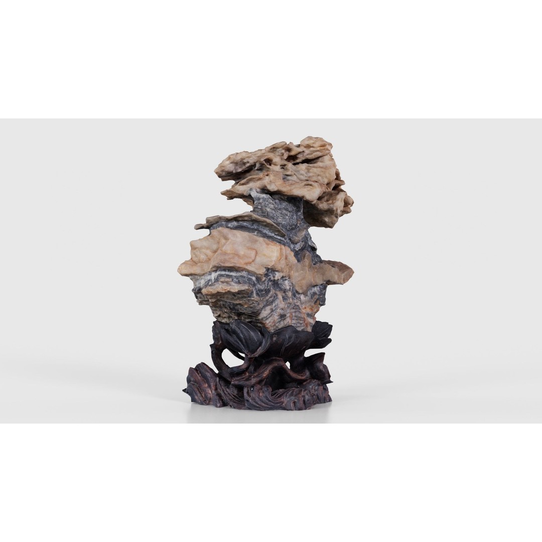 Suiseki Rock 09 3D Model – Low Poly Statue with PBR Textures, FBX - View 19