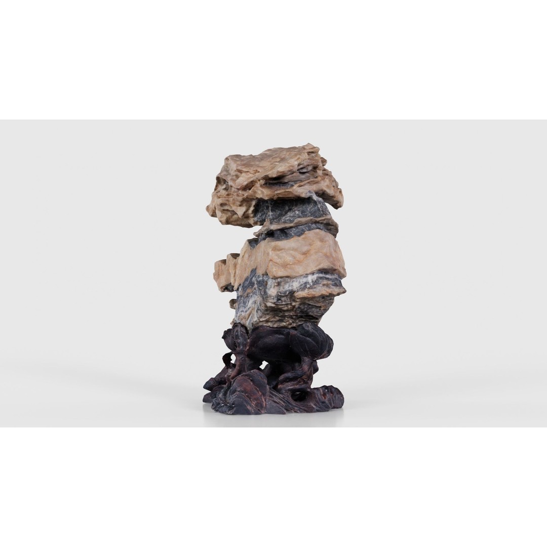 Suiseki Rock 09 3D Model – Low Poly Statue with PBR Textures, FBX - View 21